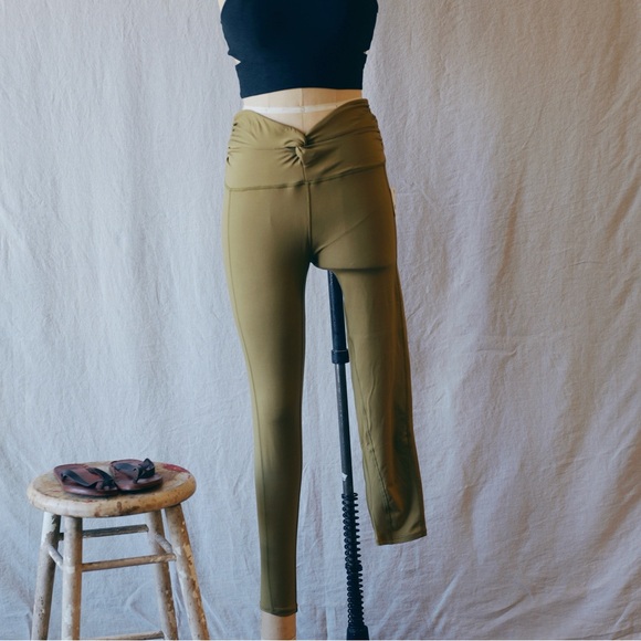 Free People Movement Breathe Deeper Leggings in Dusted Military - Picture 3 of 12